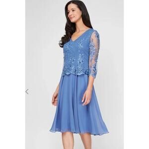 Floral Embroidered Mock Two-Piece Dress Size 6